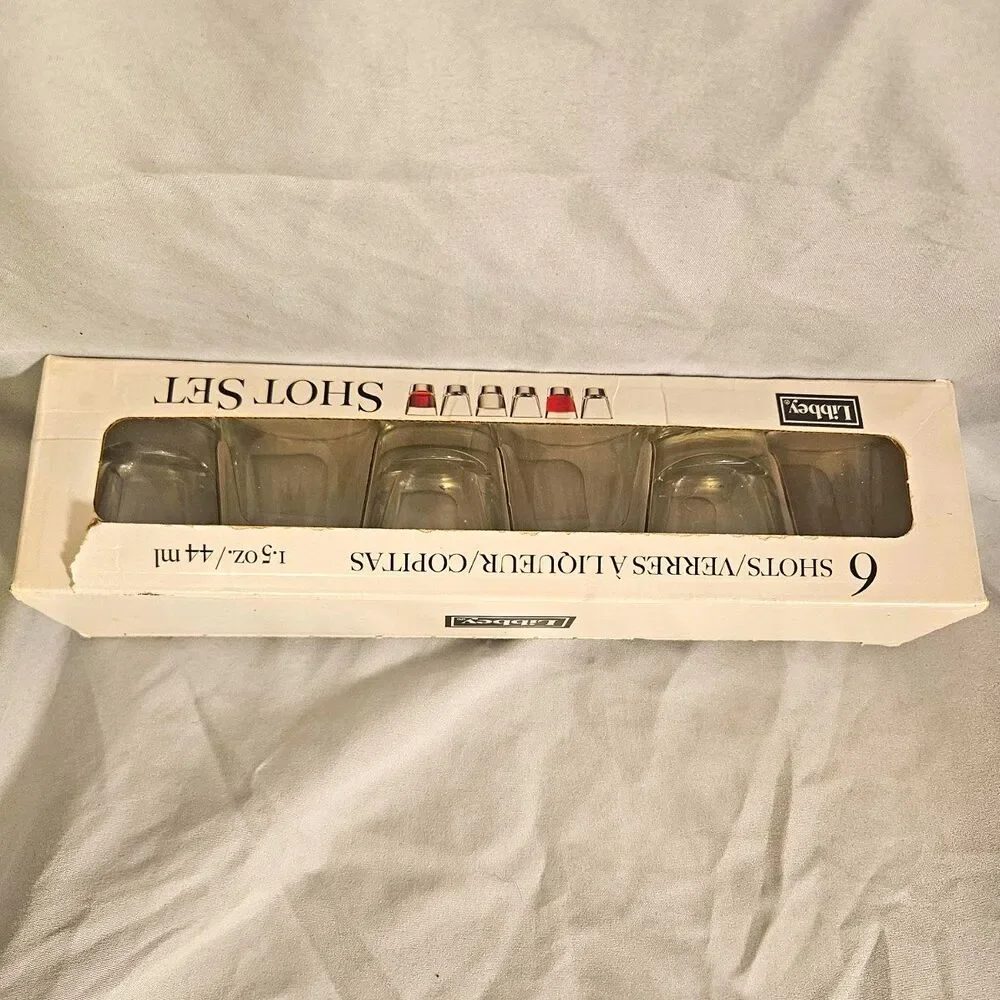 Libbey Shot Set 6 Clear Glass Shot Glasses, 1.5 oz / 44 ml Round - NEW